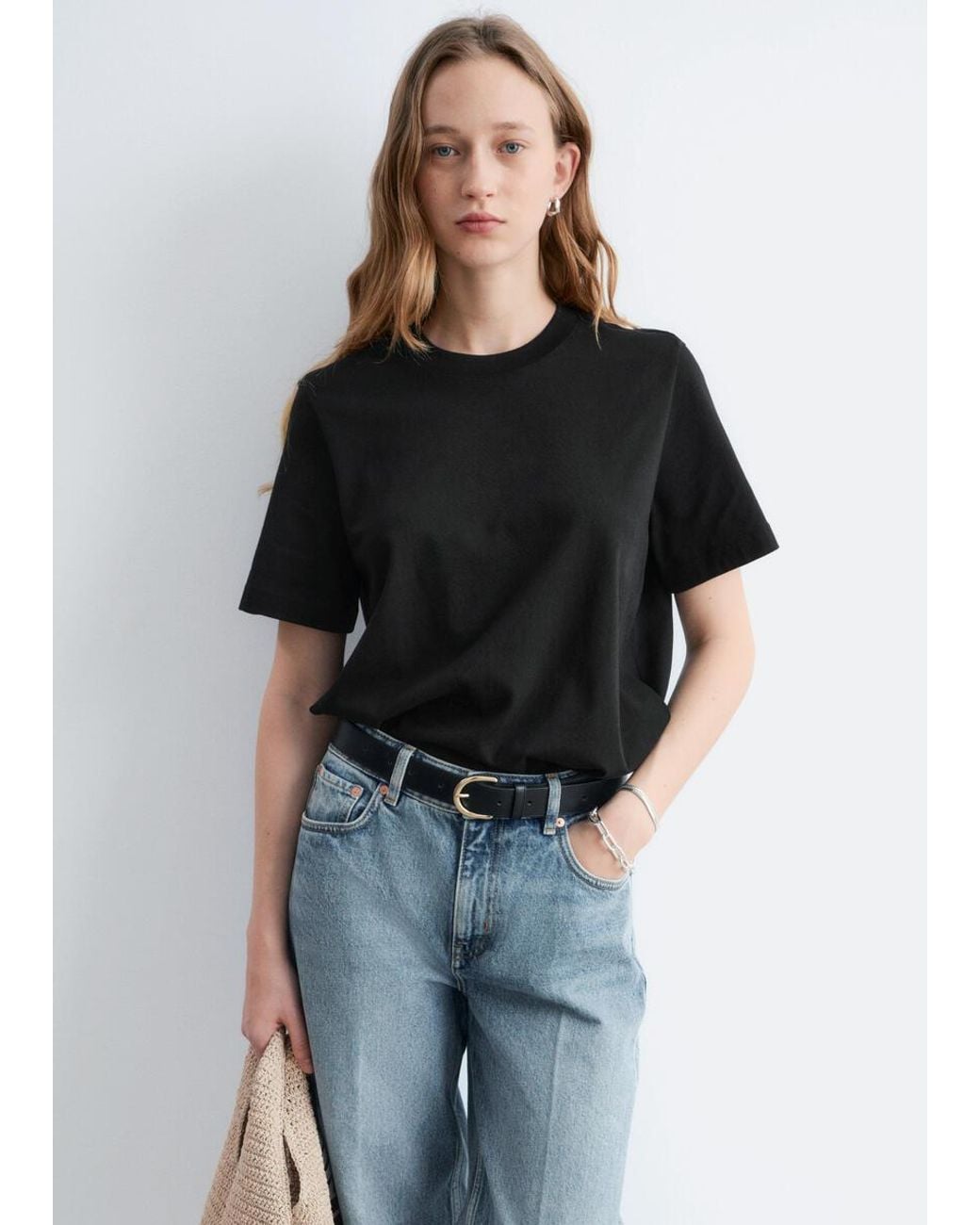 & Other Stories Black Relaxed Crewneck T-shirt