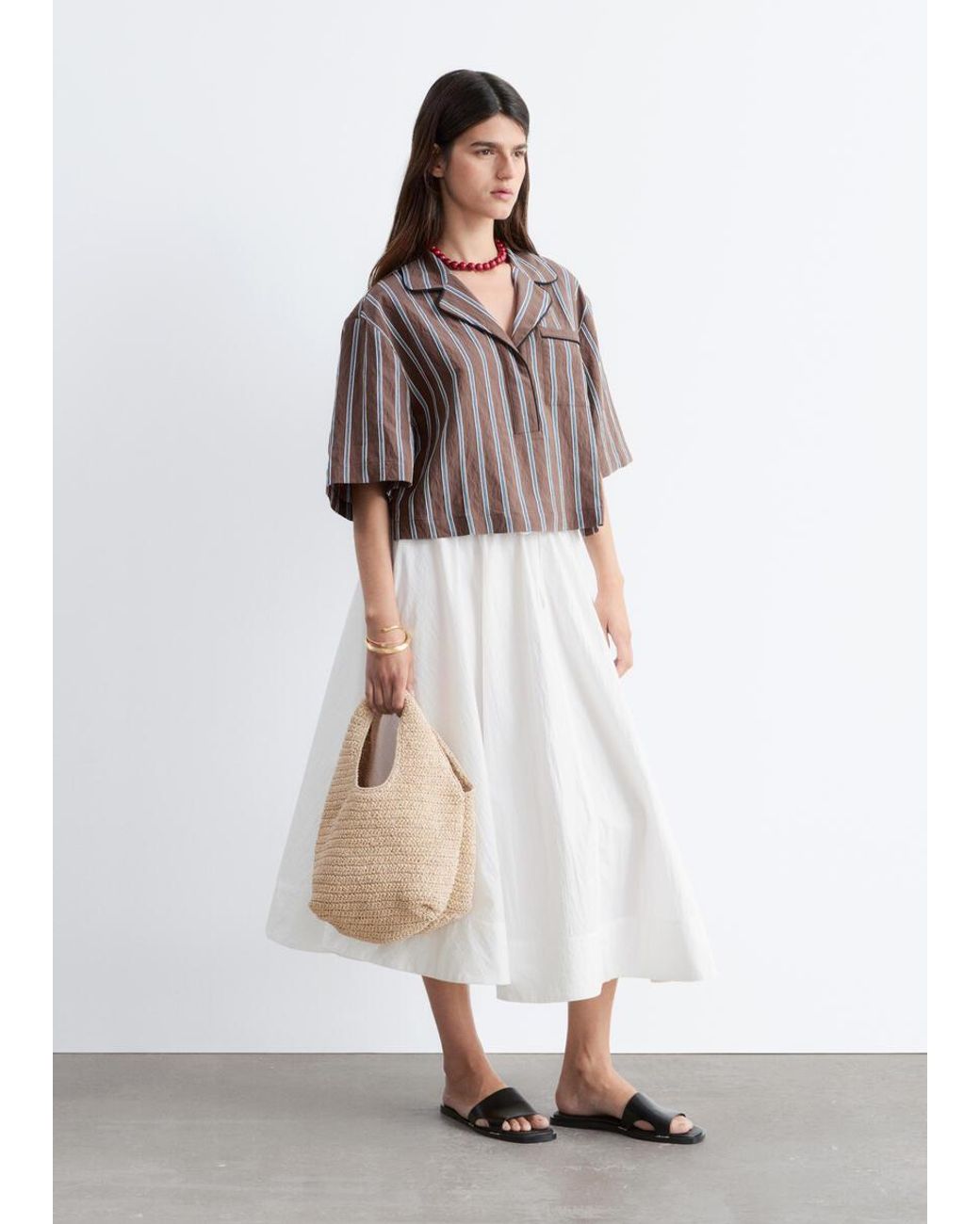 & Other Stories Brown Striped Resort Shirt