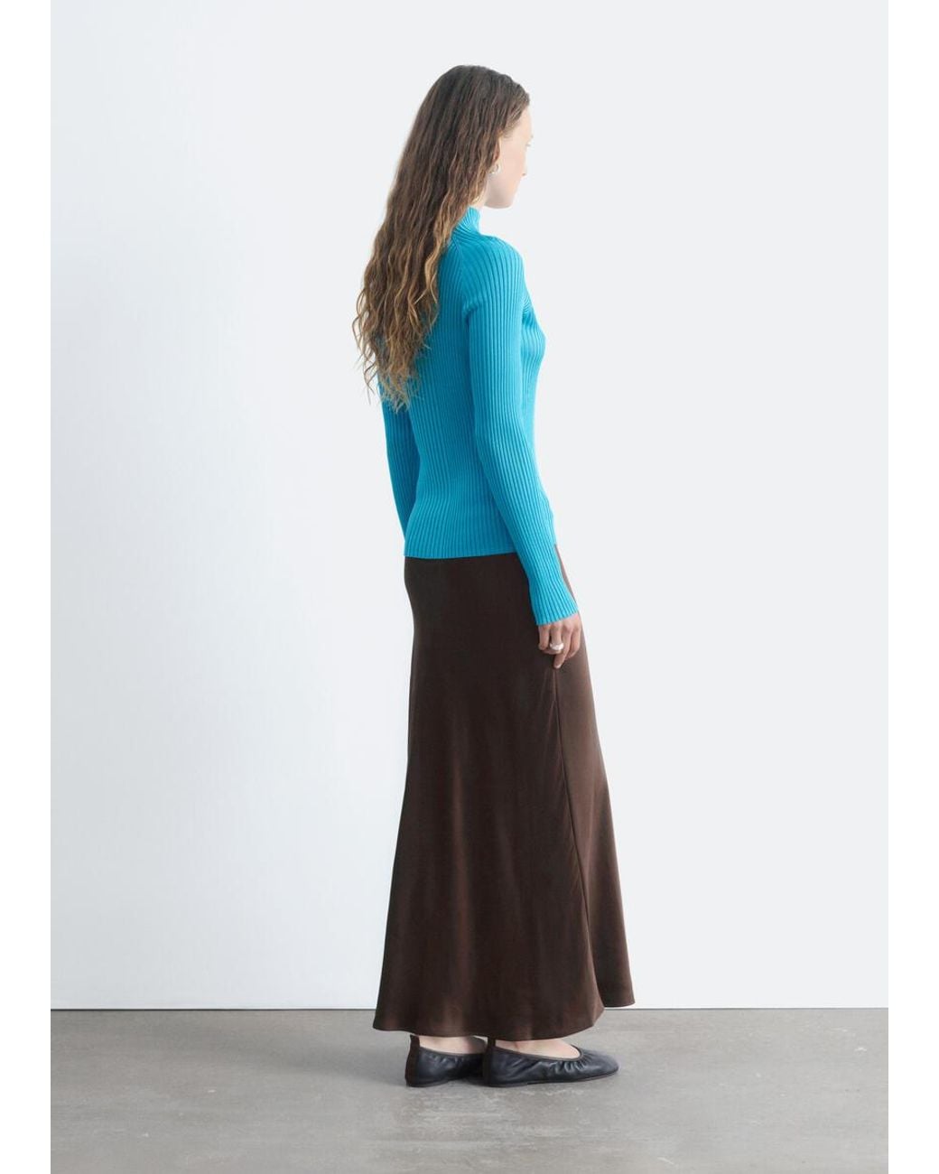 & Other Stories Blue Rib-Knit Top
