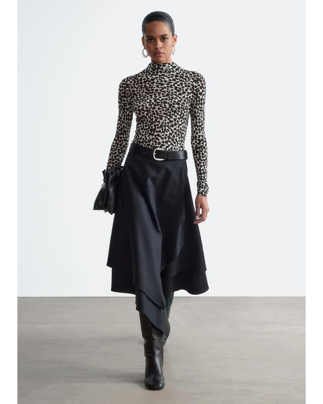 & Other Stories Black Wool Mock-Neck Top