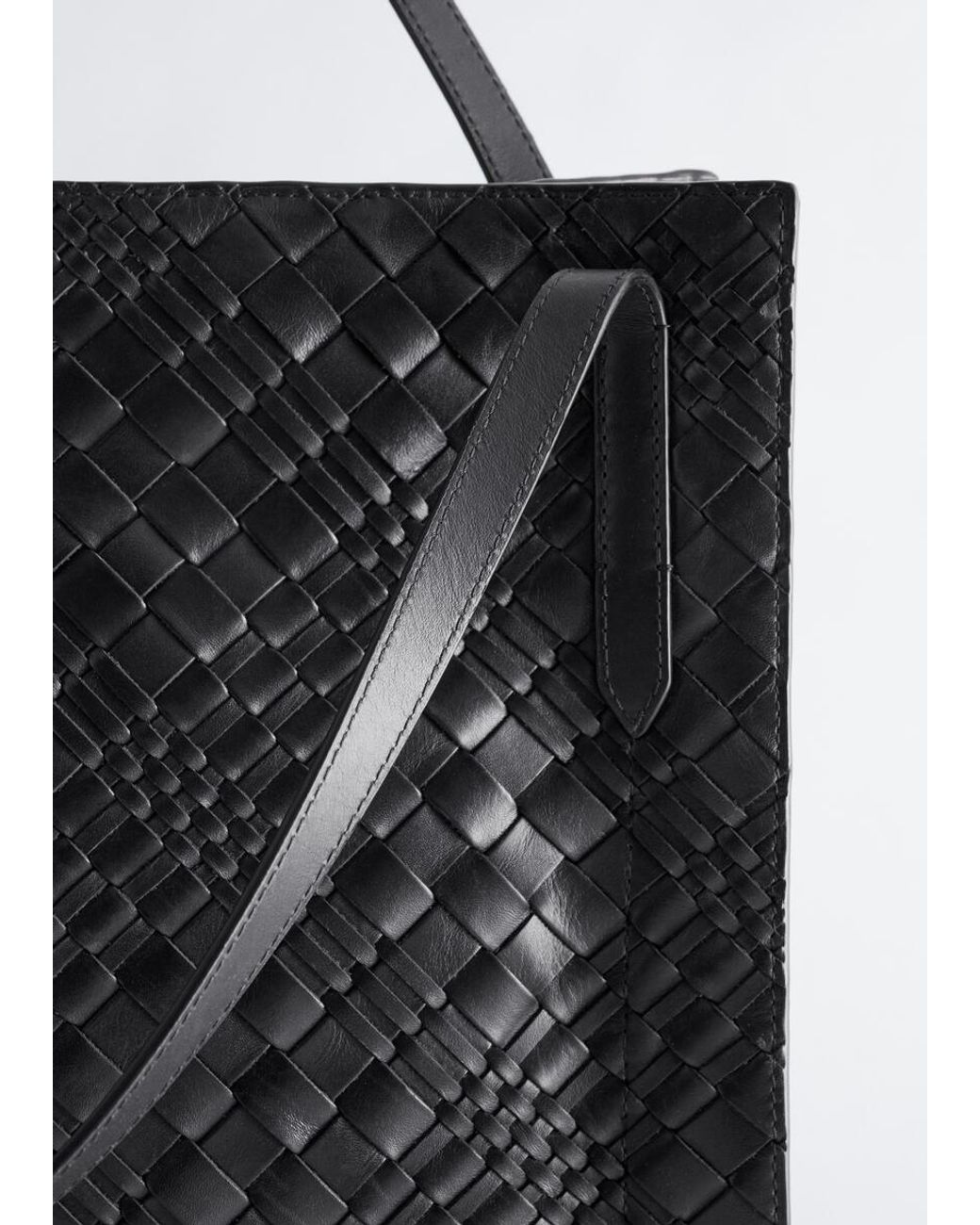 & Other Stories Black Open Braided Leather Tote