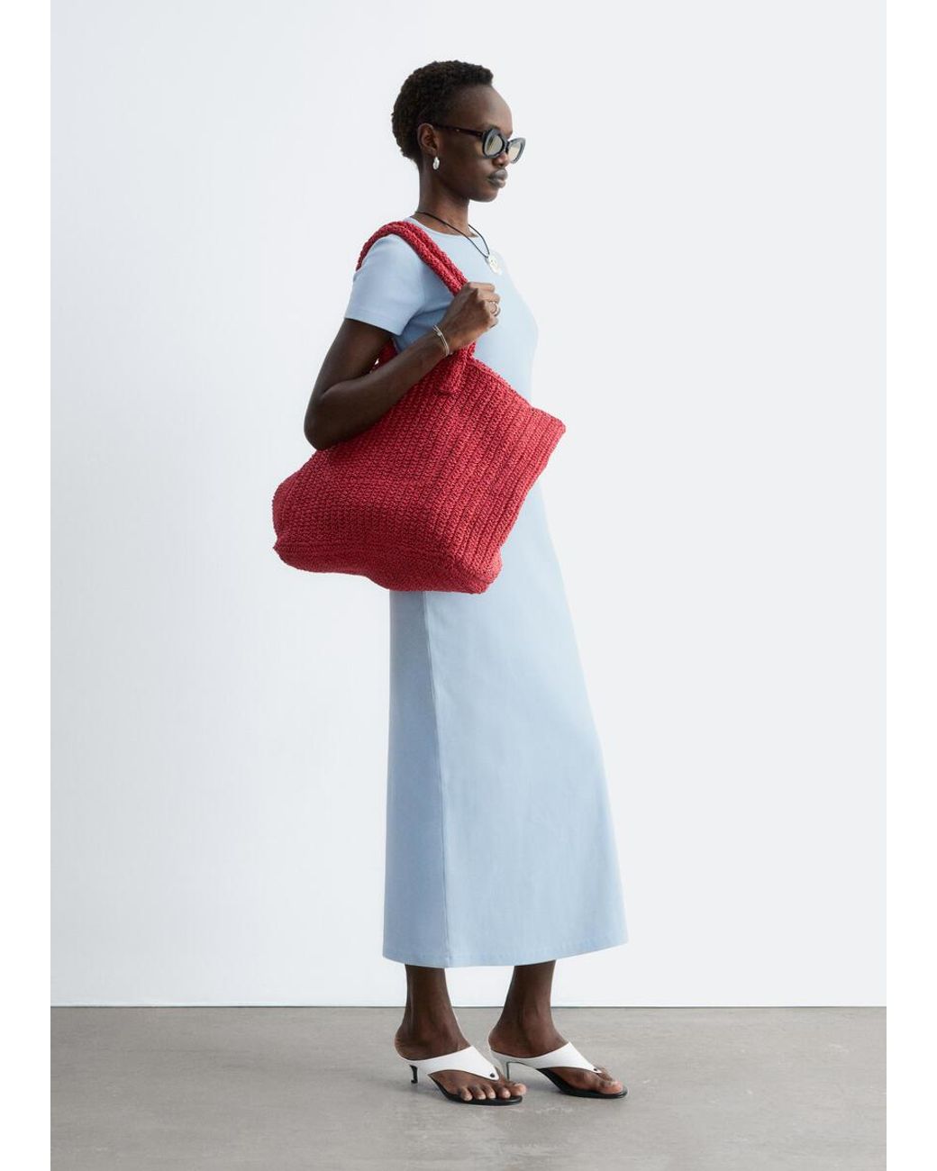 & Other Stories Blue Midi Jersey Dress