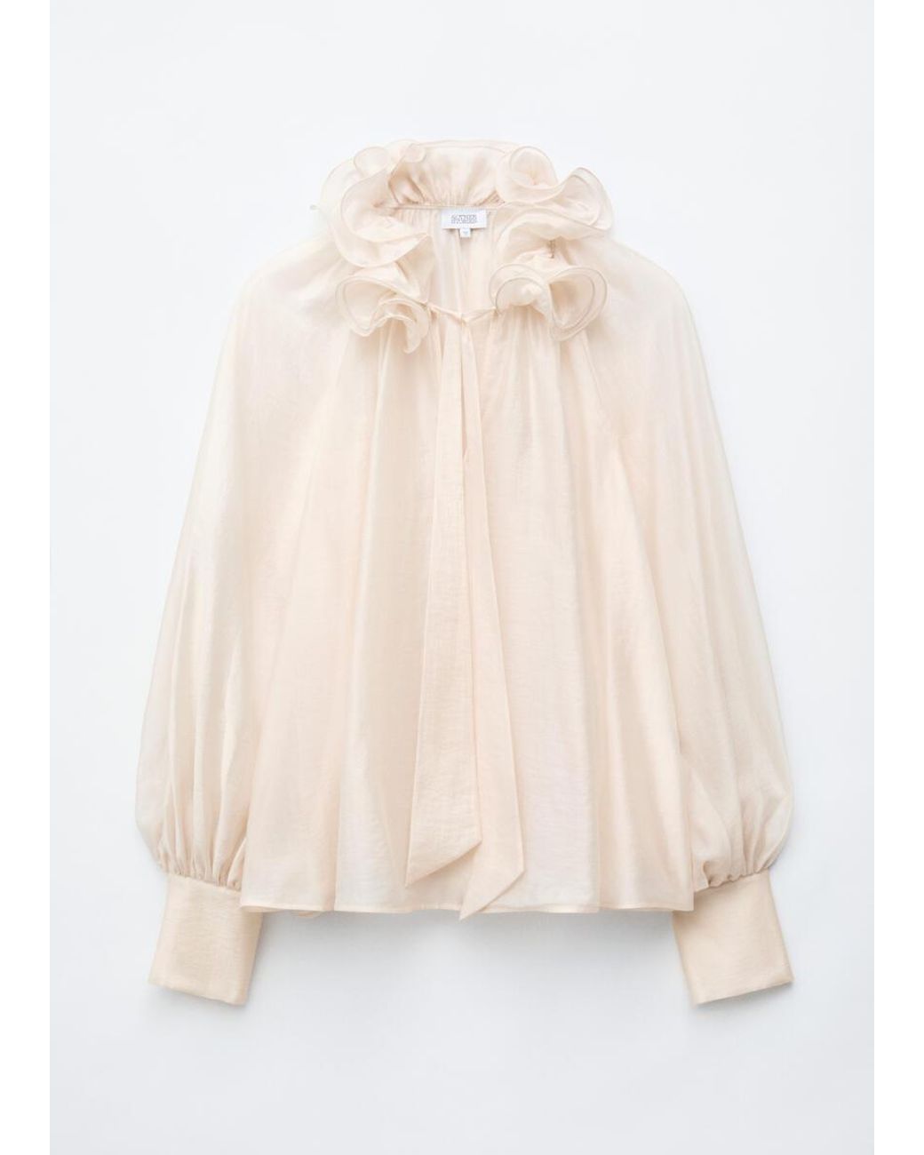 & Other Stories Natural Ruffle Neck Voluminous Blouse