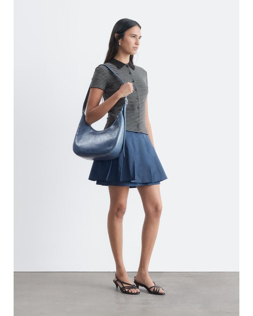 & Other Stories Blue Buttoned Jersey Top