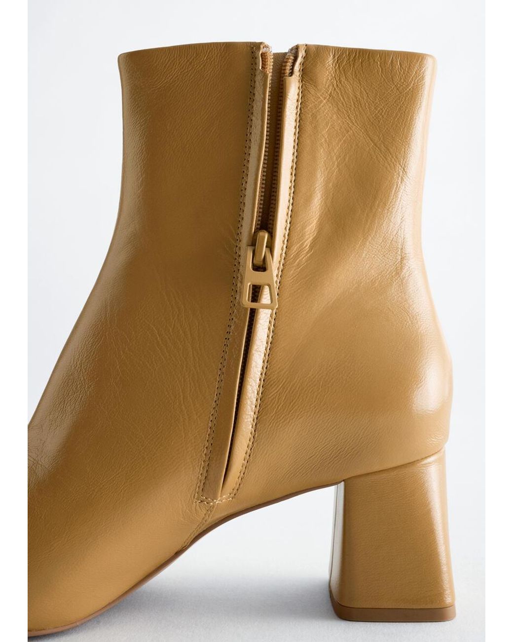 & Other Stories White Leather Ankle Boots