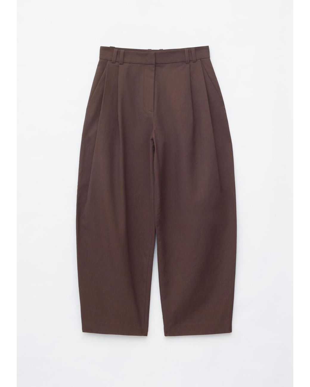 & Other Stories Brown Barrel‑Leg Cropped Trousers