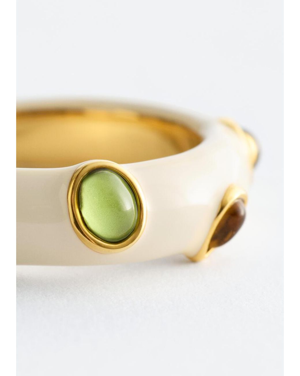 & Other Stories White Multi-Coloured Brass Ring