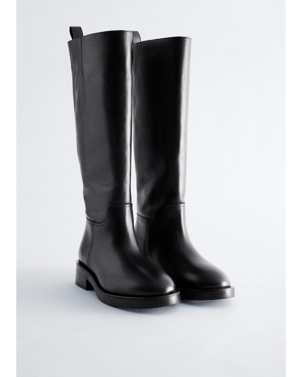 & Other Stories Black Leather Riding Boots