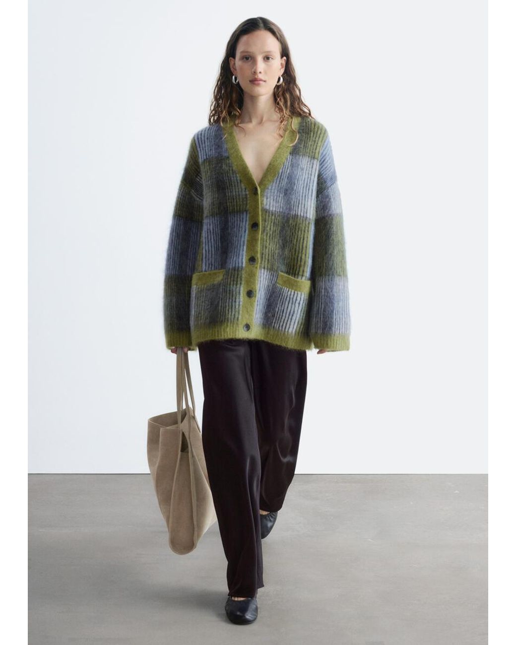 & Other Stories Green Mohair Blend Cardigan