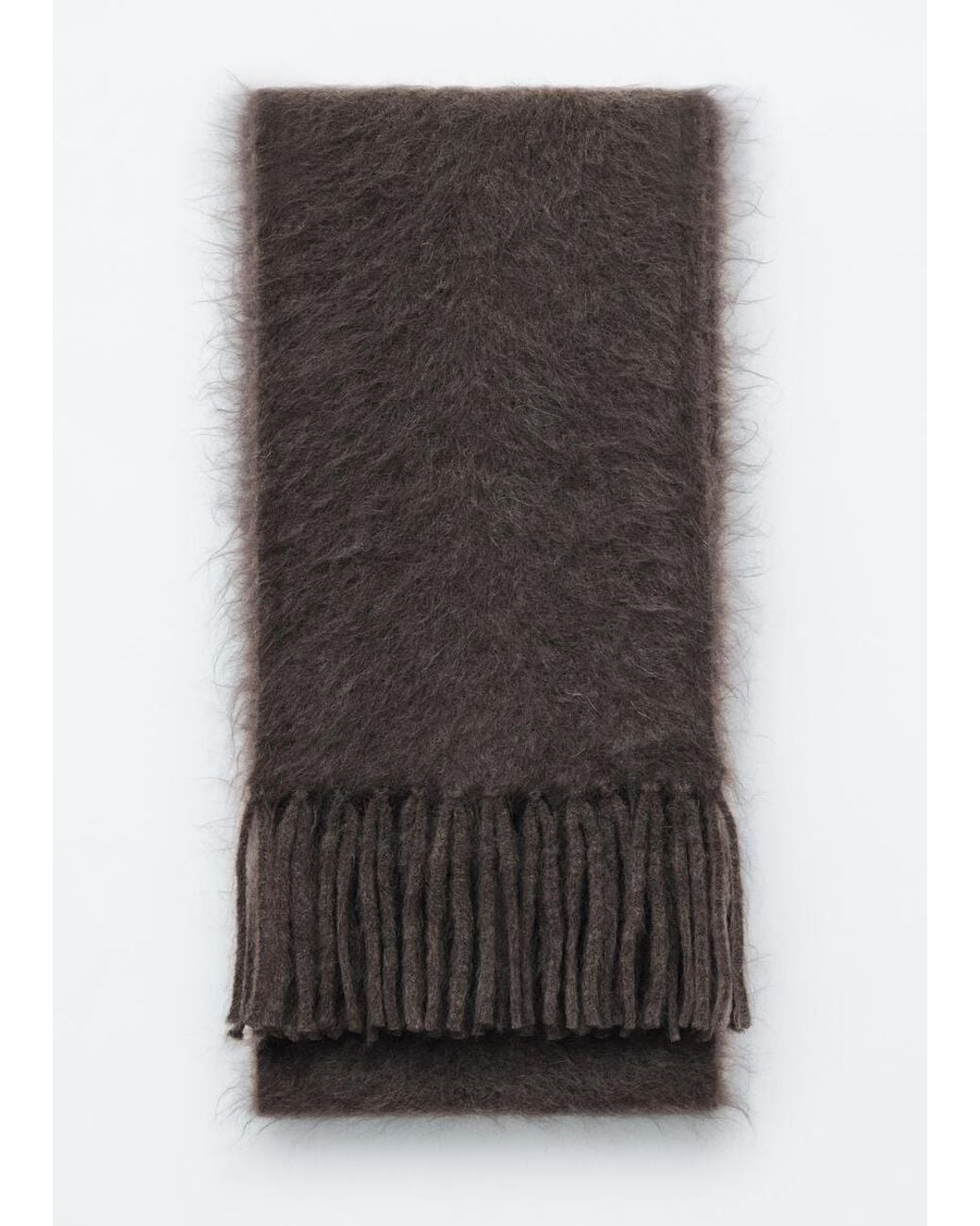 & Other Stories Gray Fringed Mohair Blend Scarf