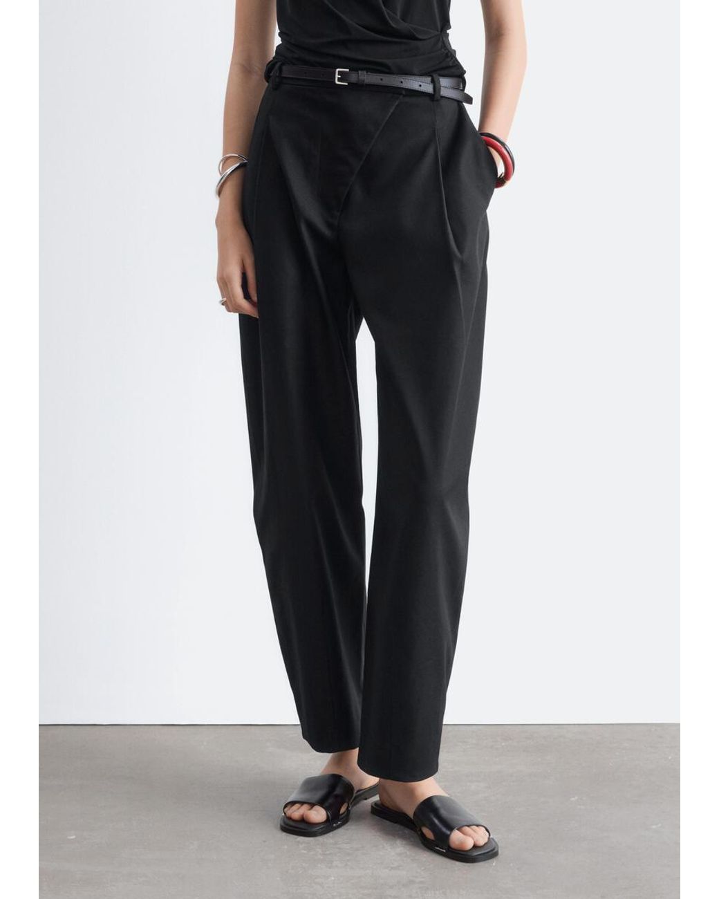 & Other Stories Gray Barrel-Leg Trousers
