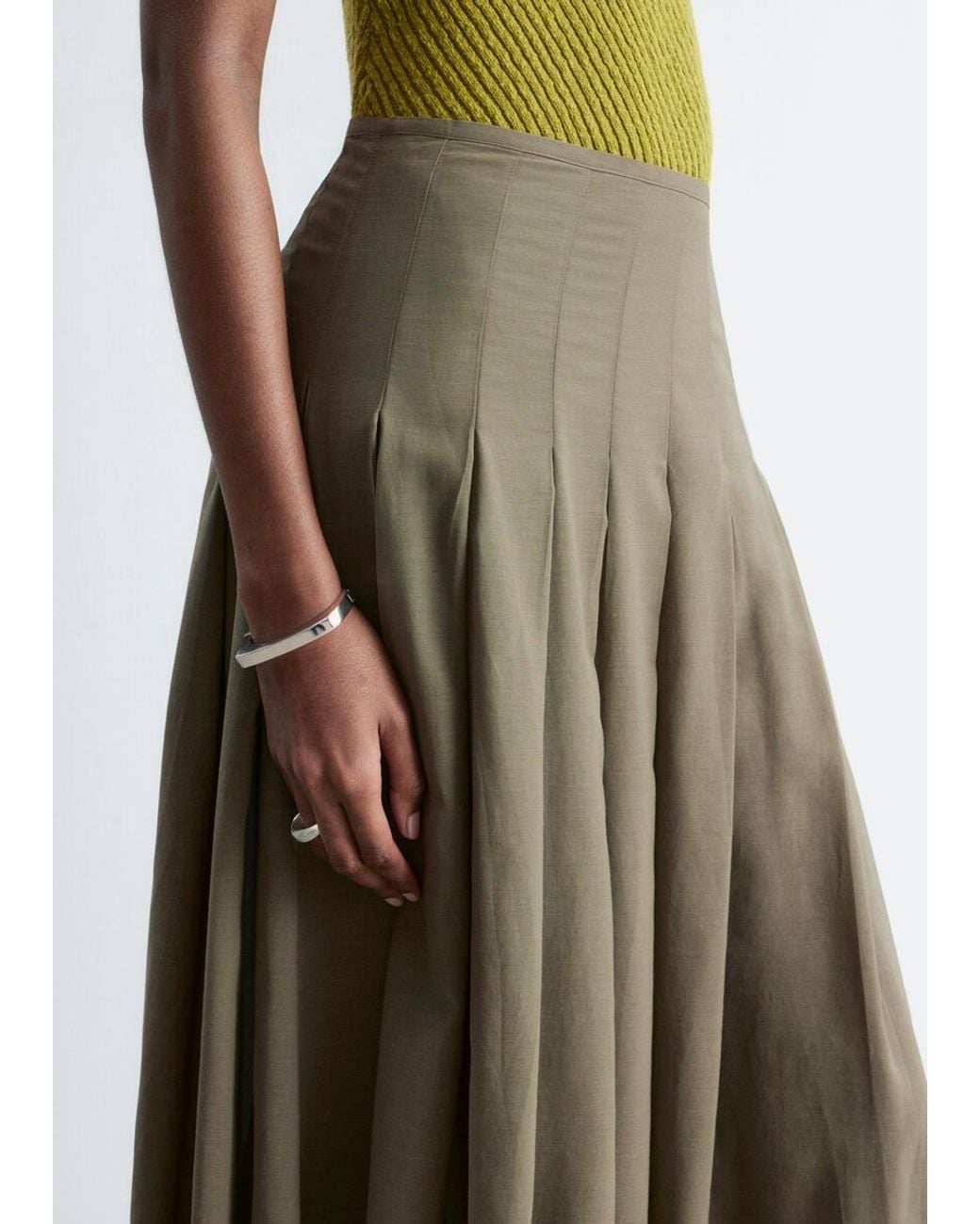 & Other Stories Natural Pleated Midi Skirt