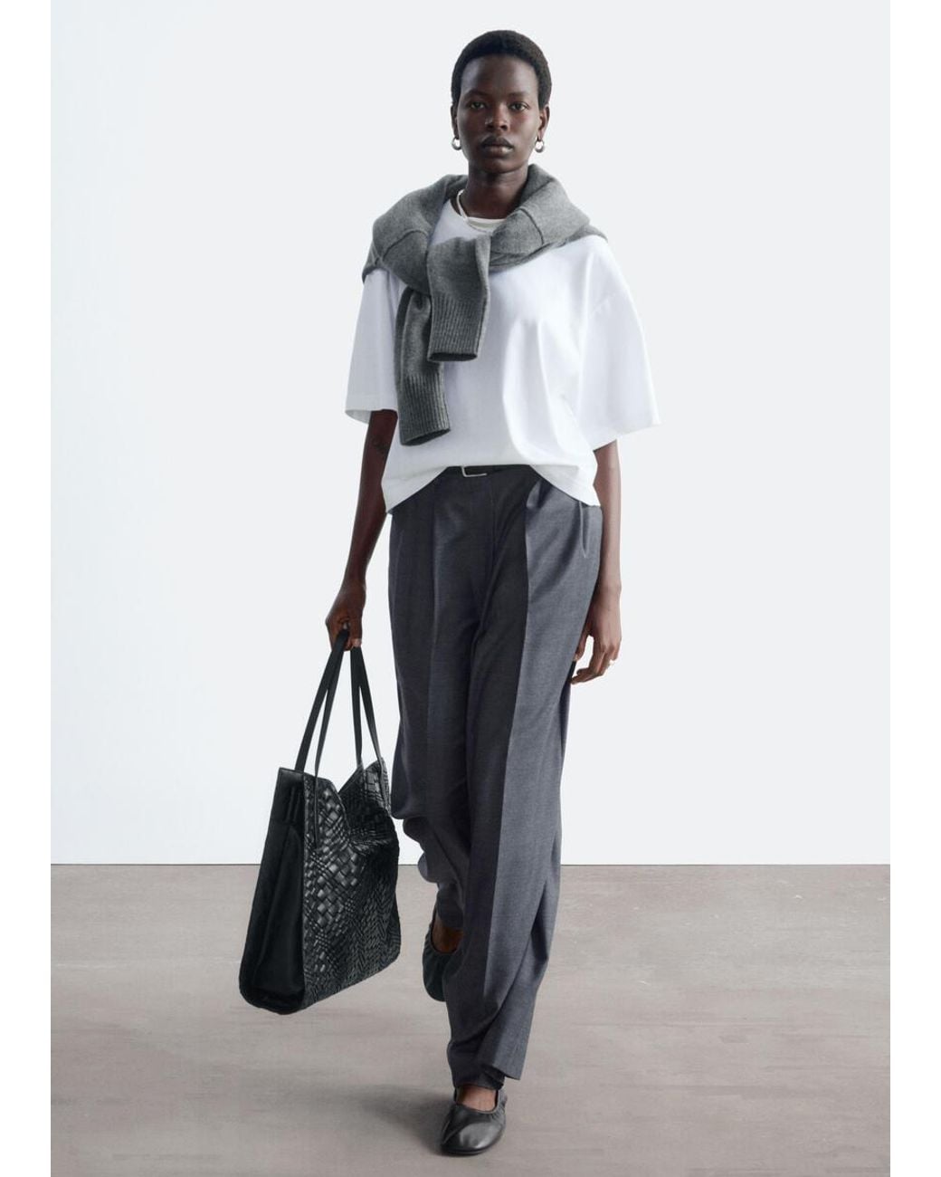 & Other Stories White High-Waist Tailored Trousers