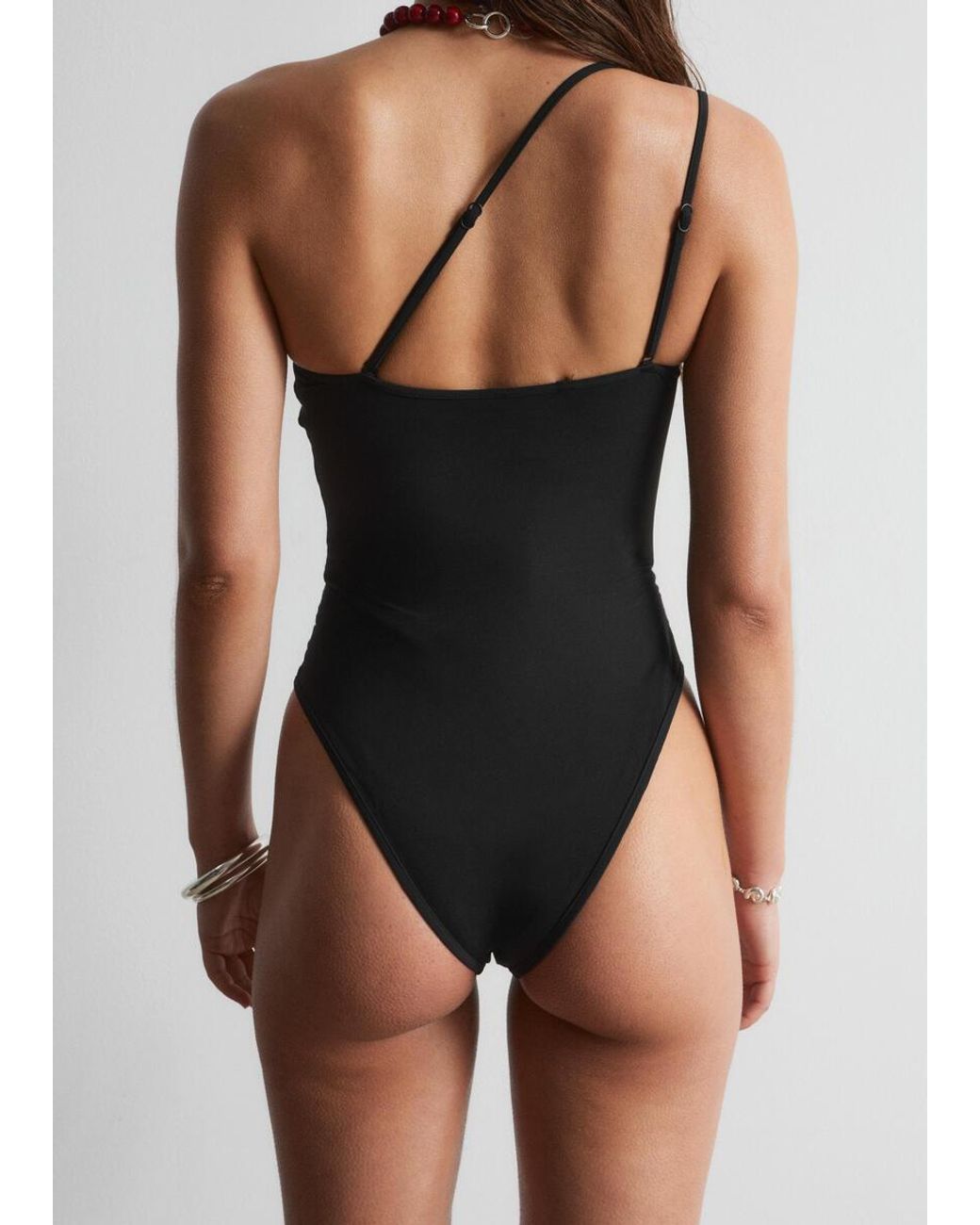 & Other Stories Black One-Shoulder Swimsuit