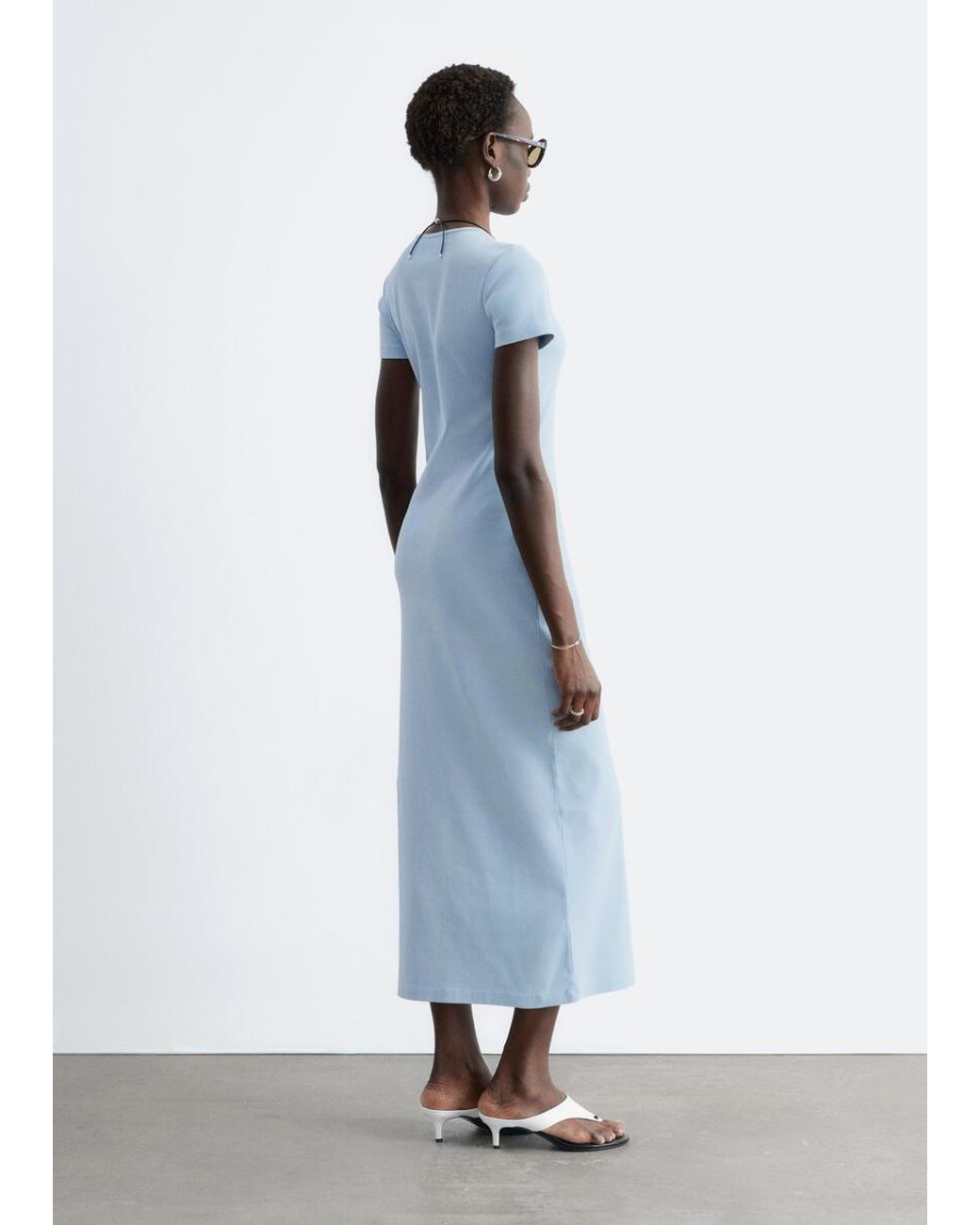 & Other Stories Blue Midi Jersey Dress