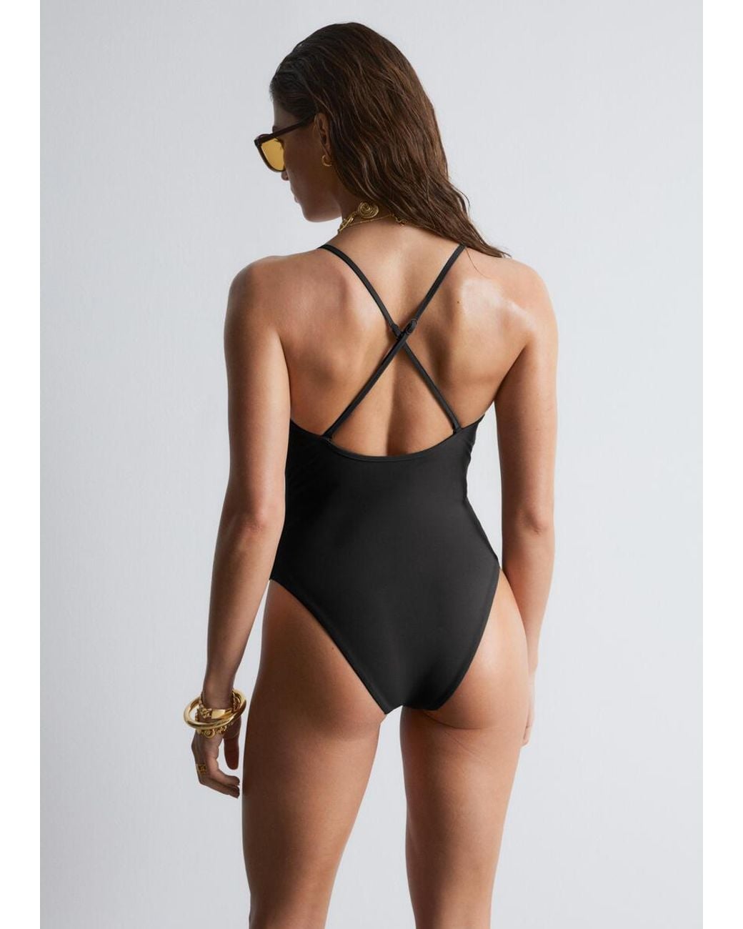& Other Stories Black Cross-Back Swimsuit