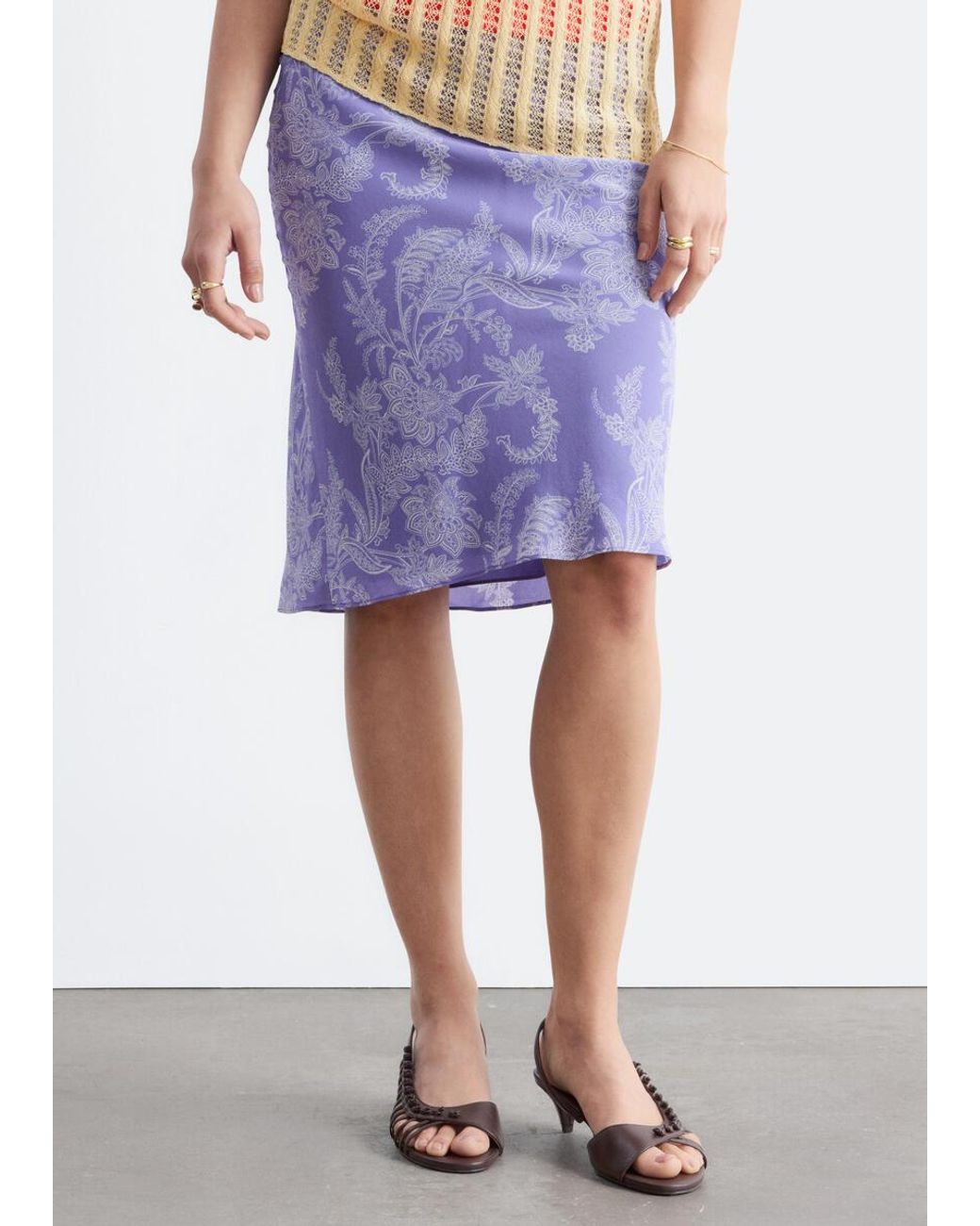 & Other Stories Purple Knee-Length Slip Skirt