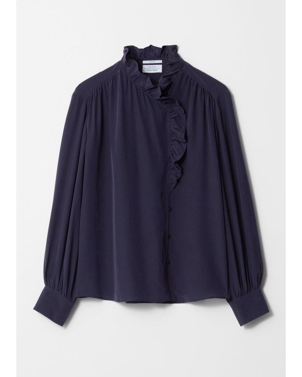 Other Stories Ruffled Silk Blouse In Blue Lyst other-stories-ruffled-silk-blouse-in-blue-lyst