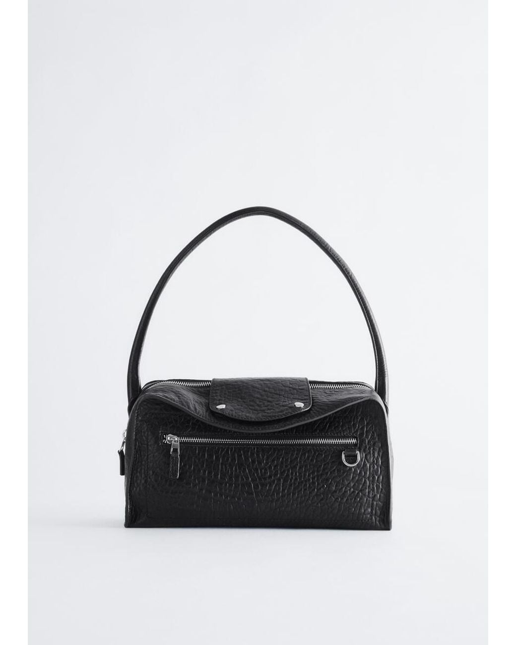 & Other Stories Black Curved Leather Bag