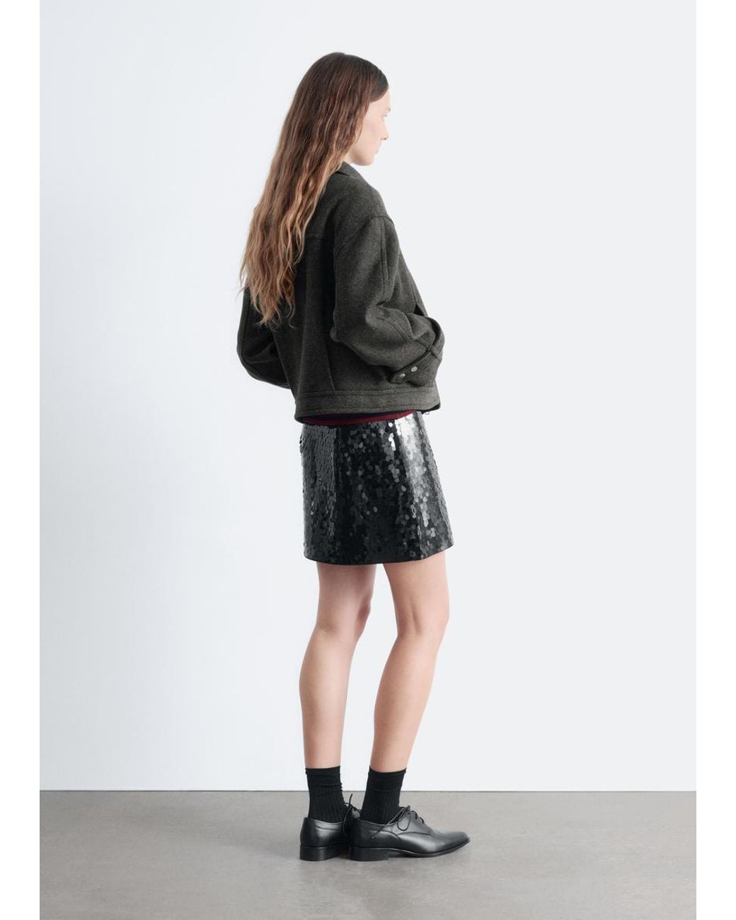 & Other Stories Black Sequin Mini Skirt