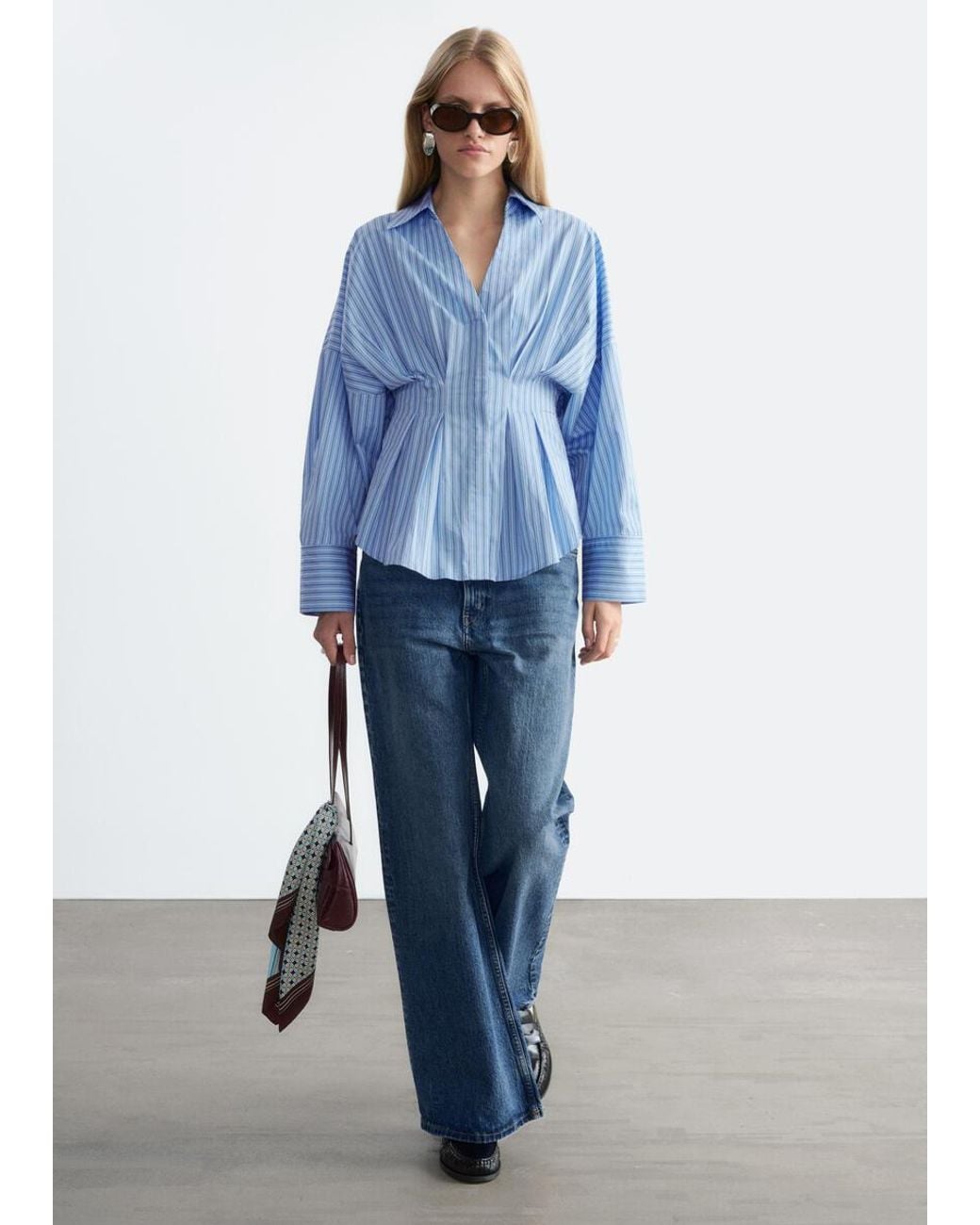 & Other Stories Blue Fitted-Waist Shirt