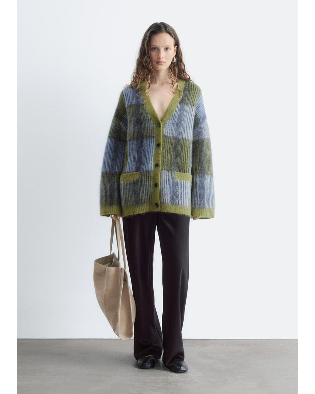 & Other Stories Green Mohair Blend Cardigan