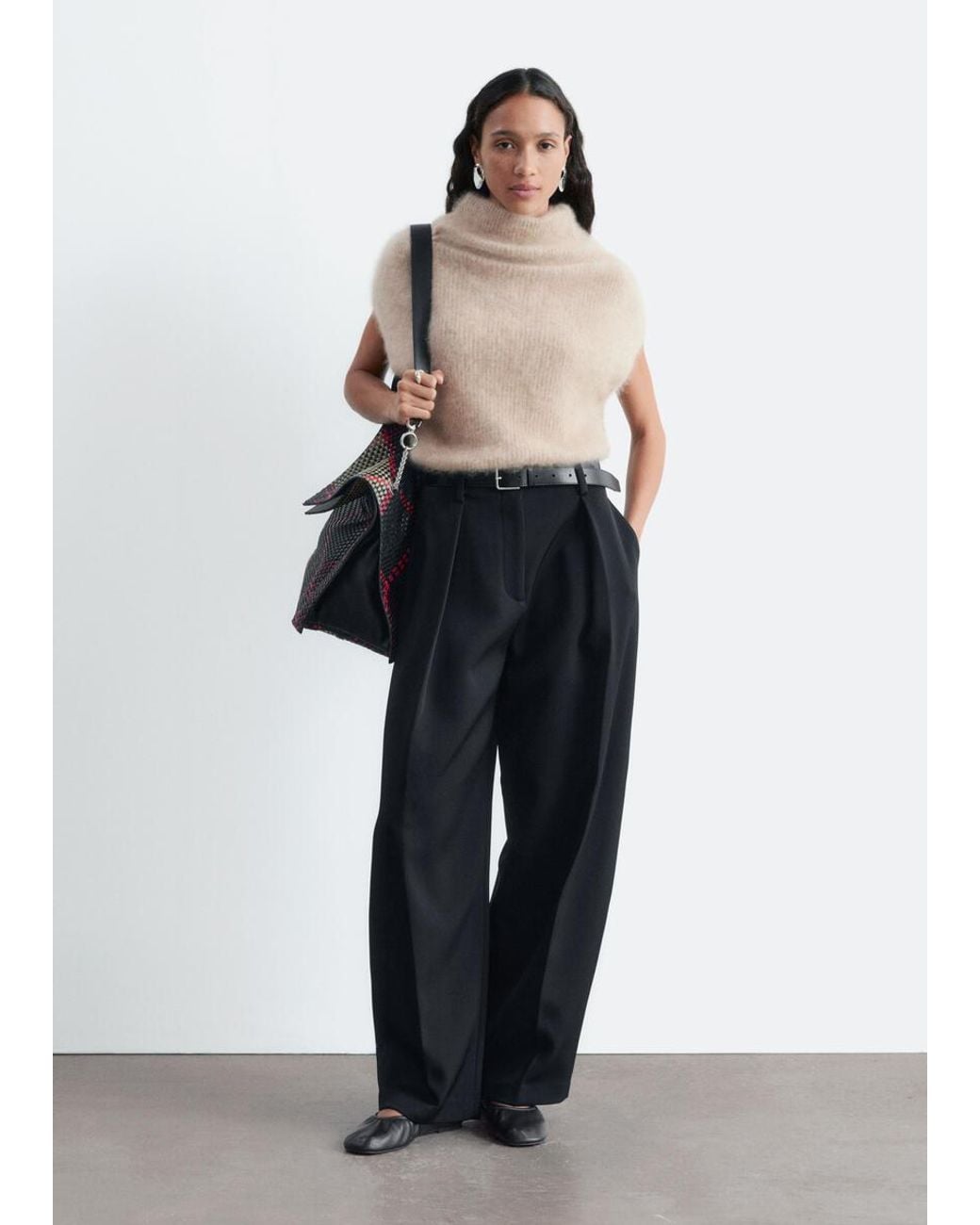 & Other Stories White Sculptural Pleat Trousers