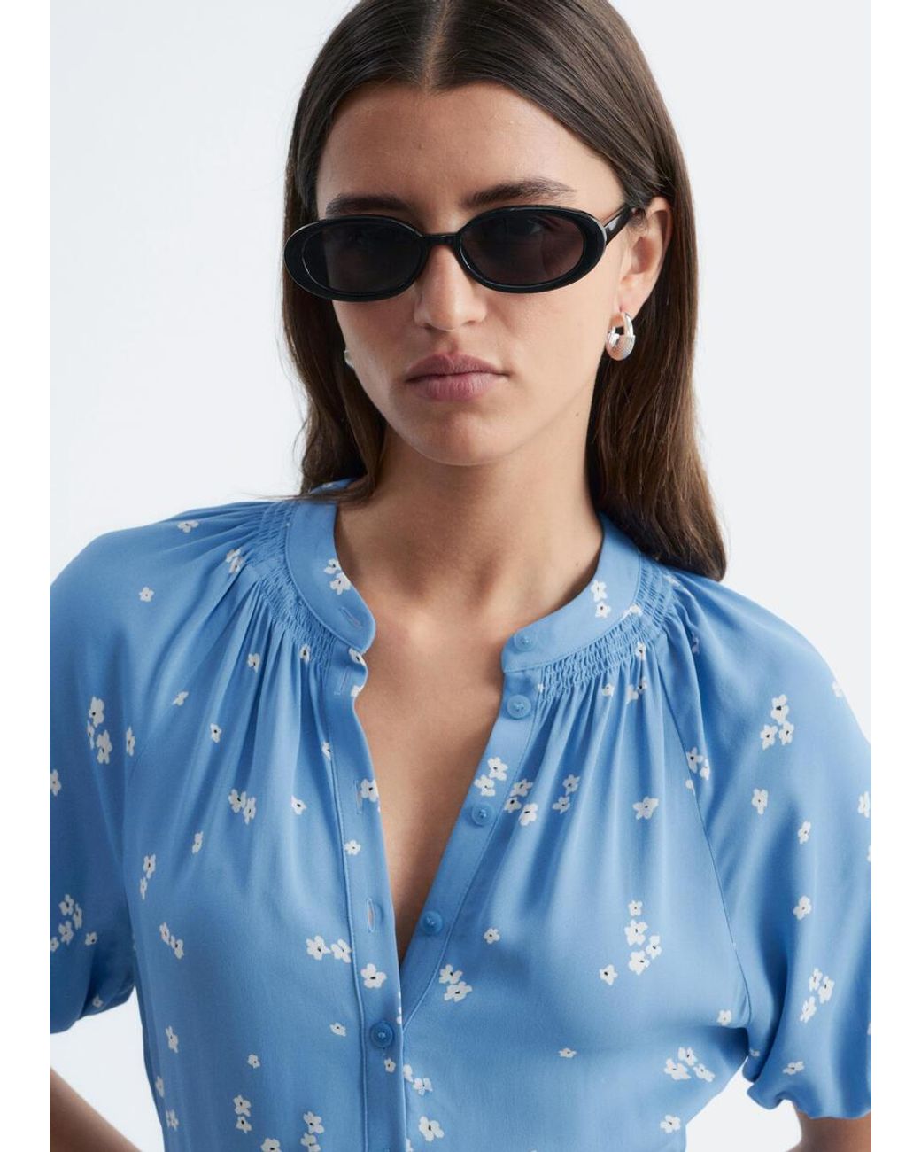 & Other Stories Blue Tie-Waist Midi Dress