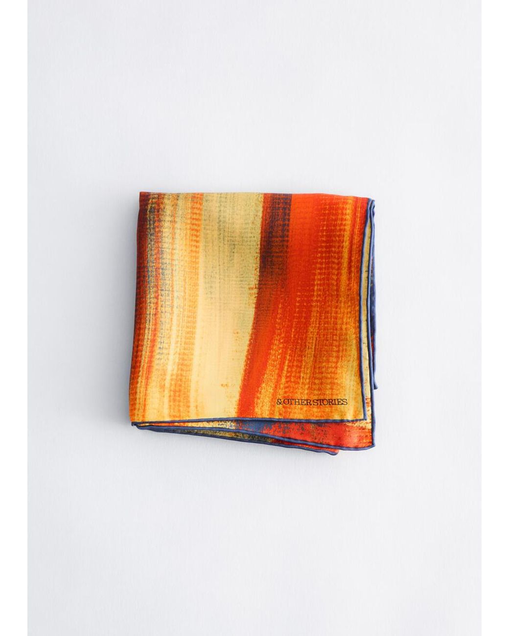 & Other Stories Orange Brush Stroke Silk Scarf