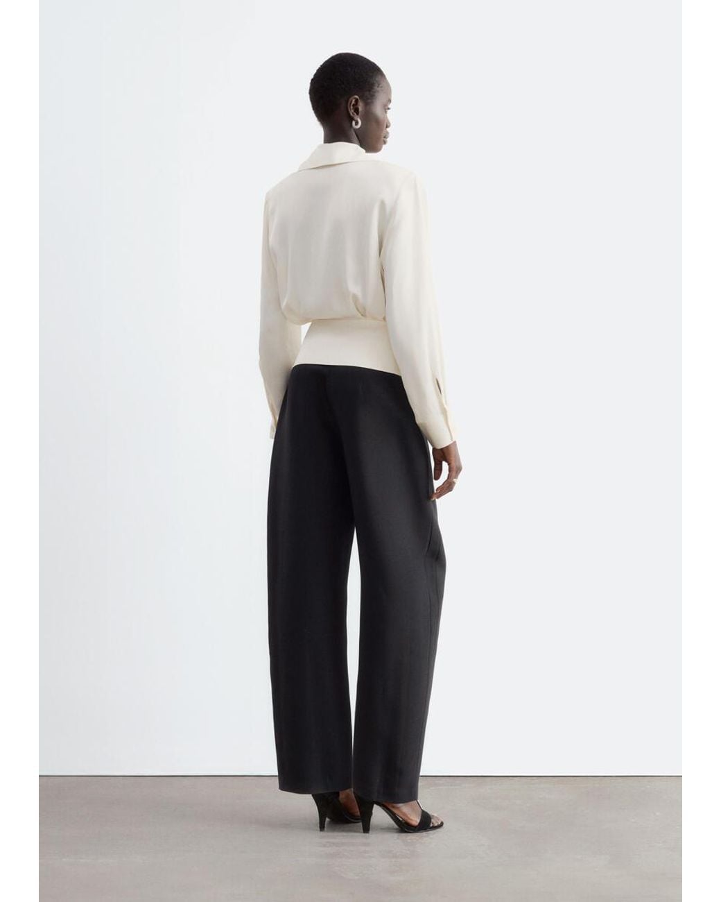 & Other Stories White Shawl-Collar Wrap Blouse