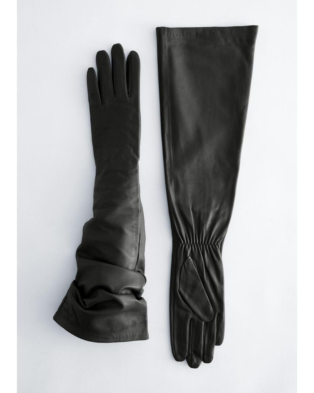 & Other Stories Black Long Leather Gloves