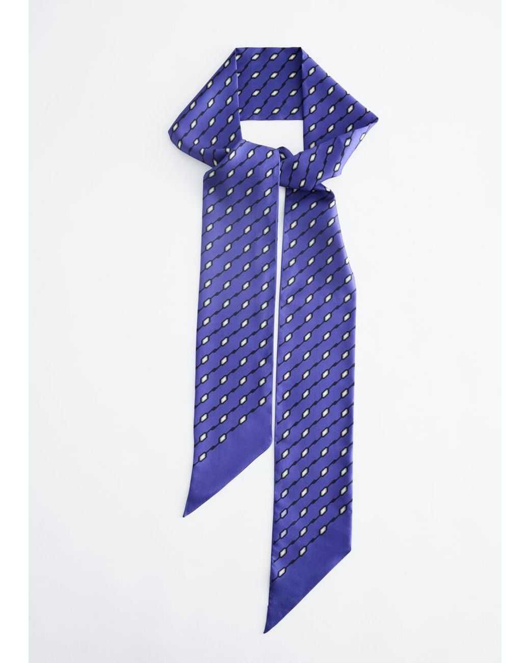 & Other Stories Blue Slim Silk Print Scarf