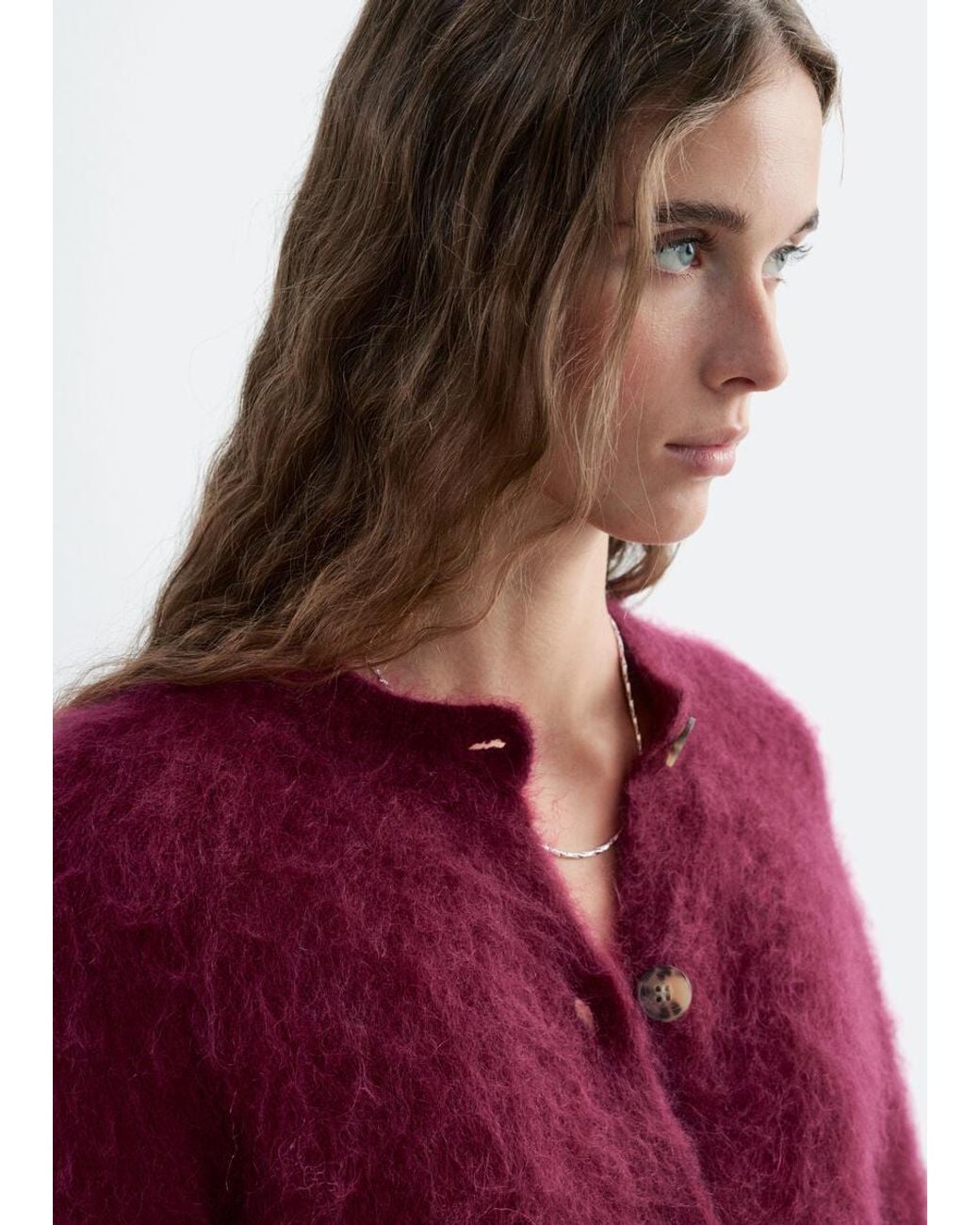 & Other Stories Red Mohair Blend Cardigan
