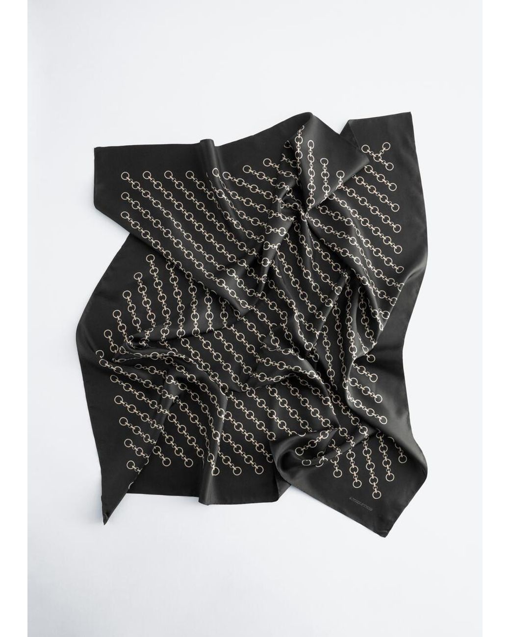 & Other Stories Black Printed Silk Scarf
