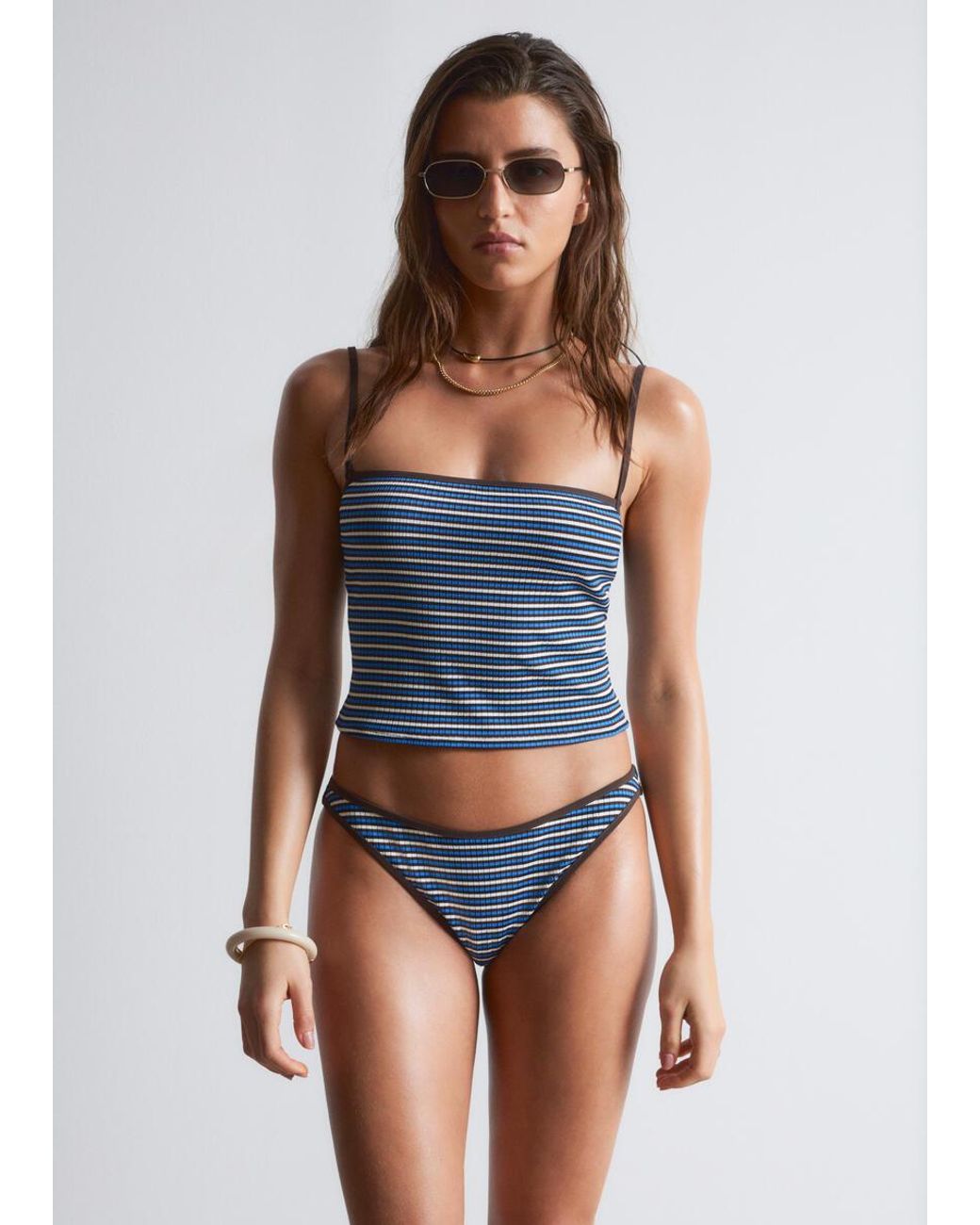 & Other Stories Blue Square-Neck Cropped Tankini