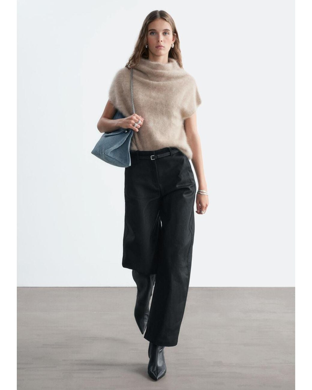 & Other Stories White Cotton Twill Barrel Leg Trousers