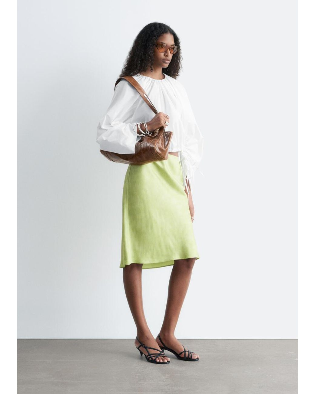 & Other Stories White Sculptural Drawstring Blouse