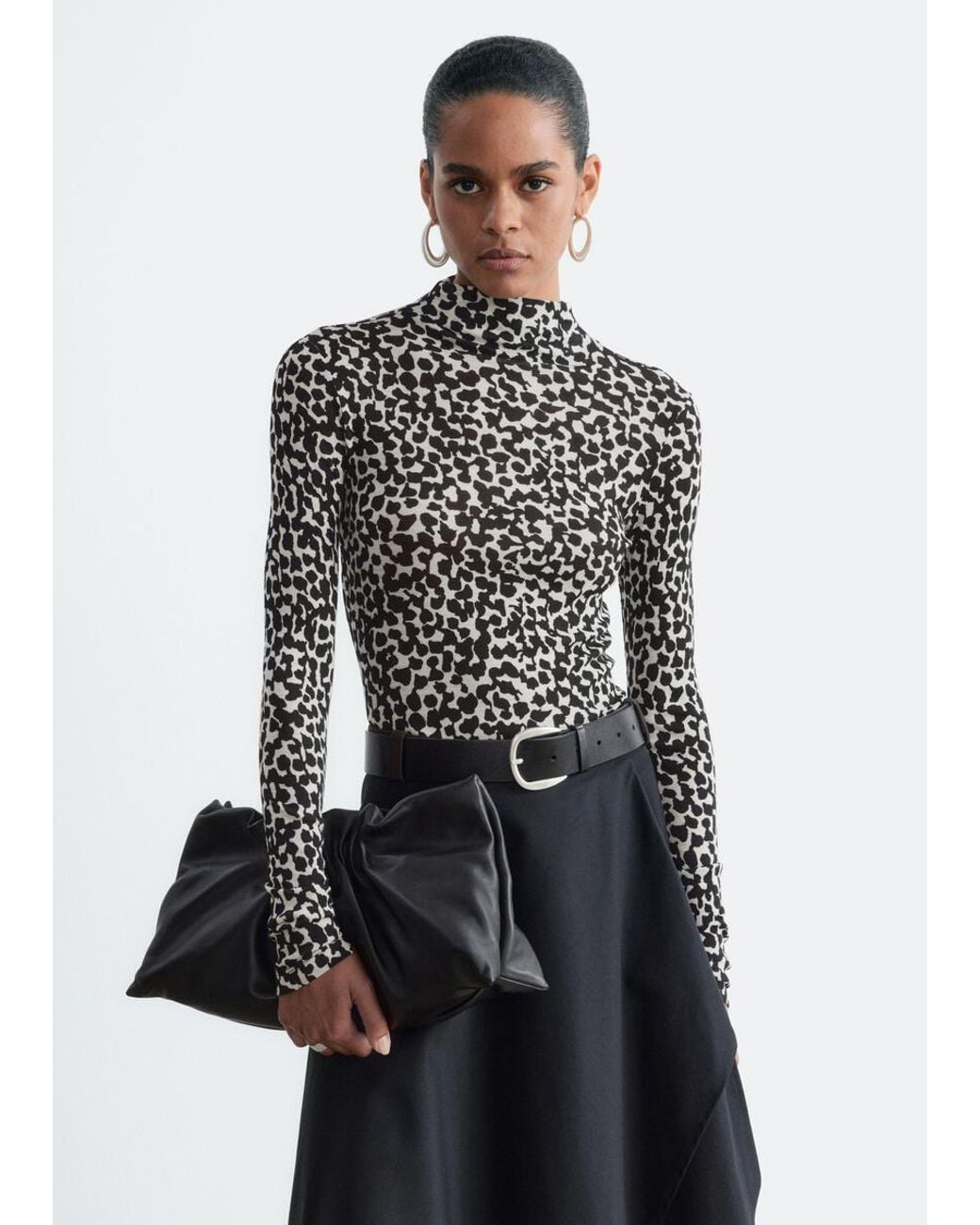 & Other Stories Black Wool Mock-Neck Top