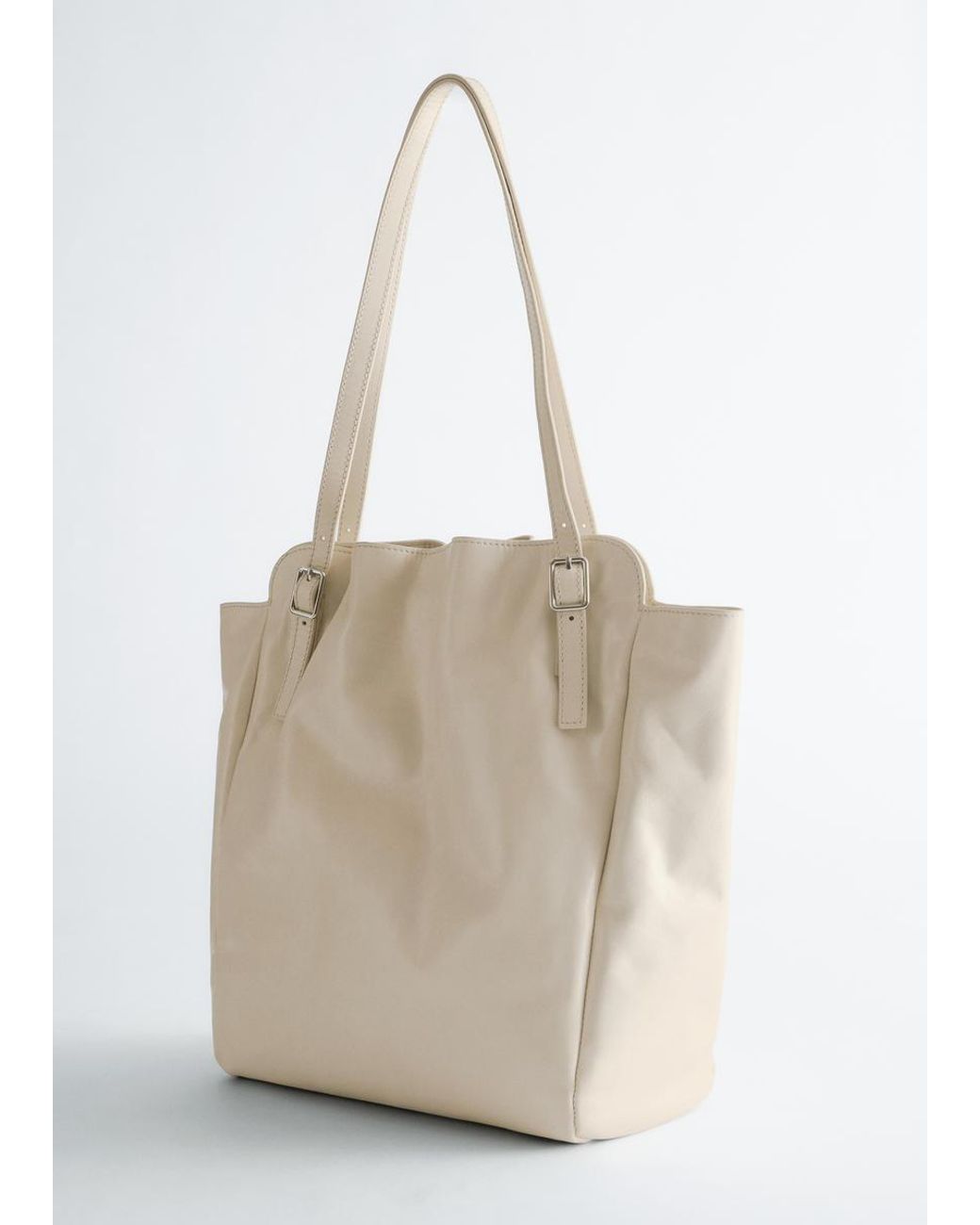 & Other Stories Natural Buckle-Strap Leather Tote