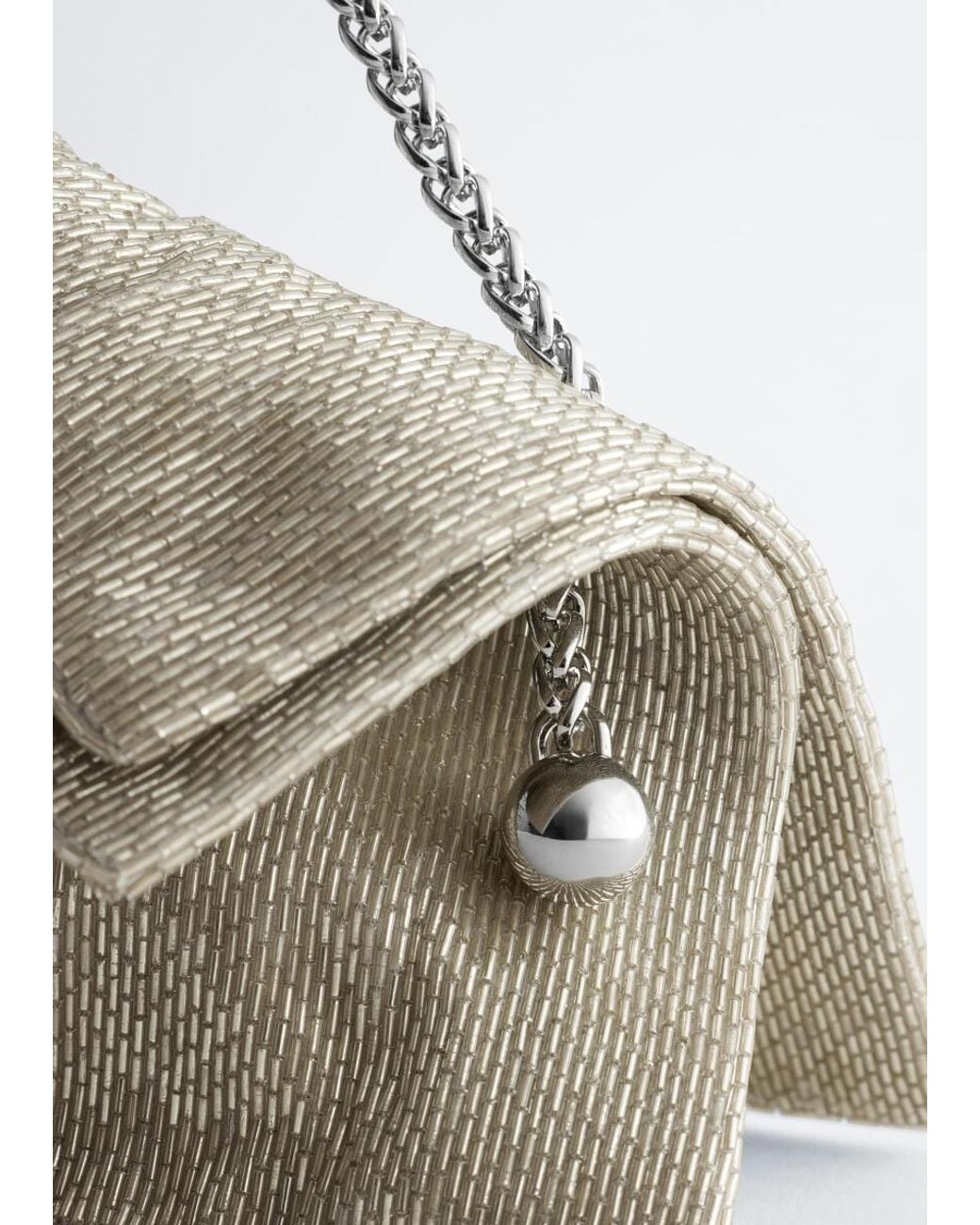 & Other Stories White Mini Beaded Shoulder Bag