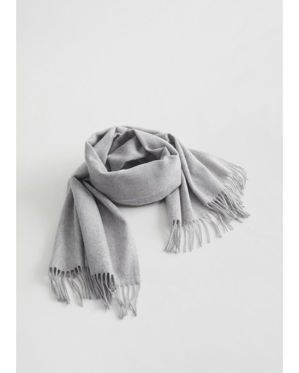 & Other Stories Gray Fringed Wool Blanket Scarf
