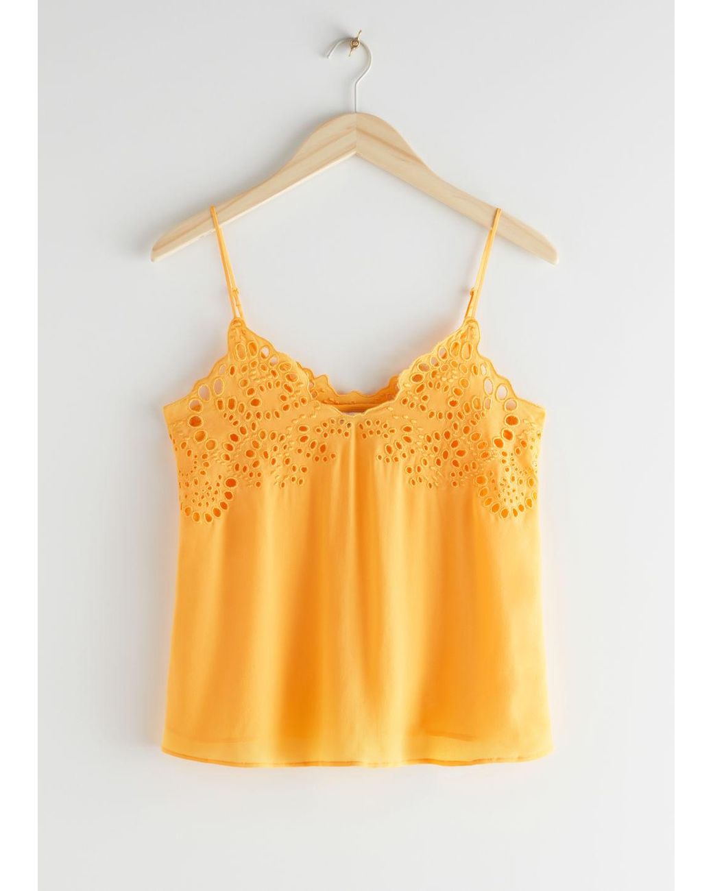 yellow spaghetti strap crop top