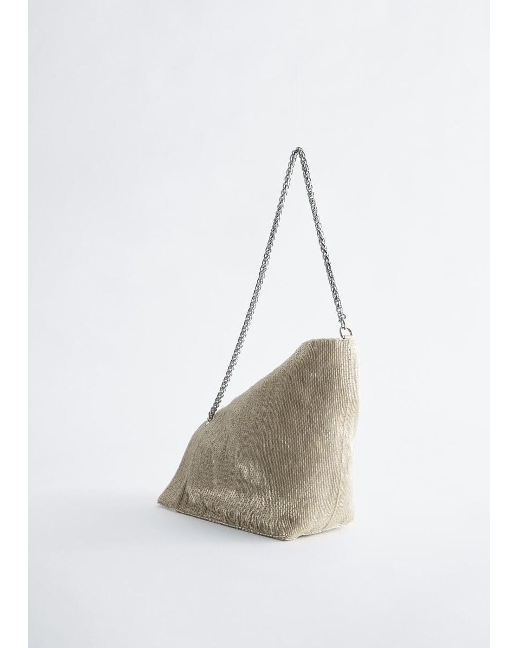 & Other Stories White Mini Beaded Shoulder Bag