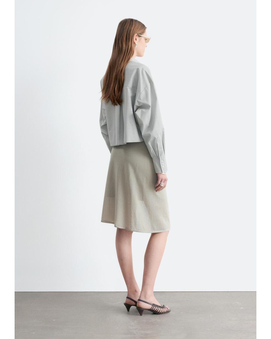 & Other Stories Gray Wrap Midi Skirt