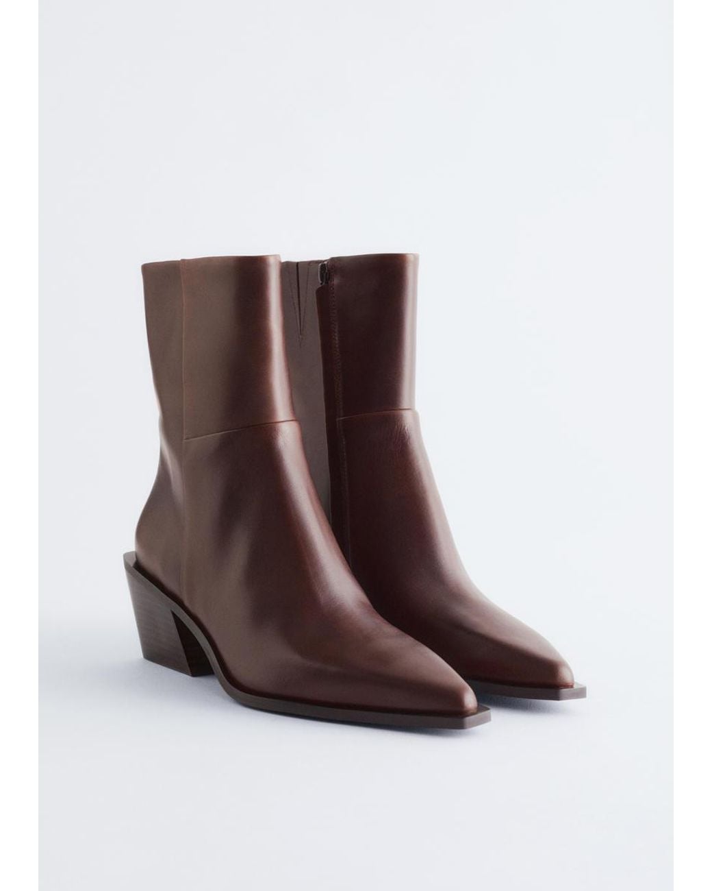 & Other Stories Black Sleek Leather Cowboy Boots