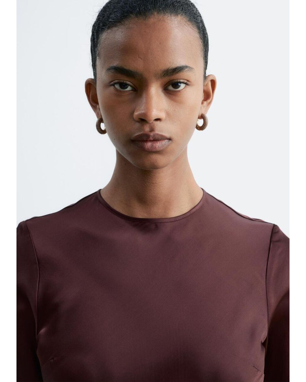 & Other Stories Brown Short-Sleeve Long Dress