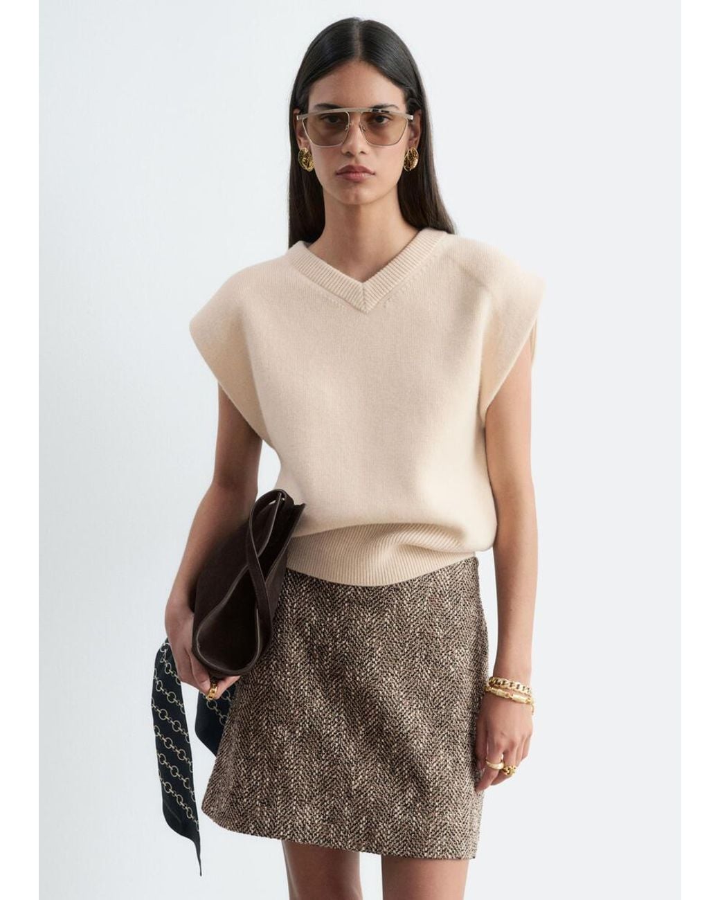 & Other Stories White Textured Mini Skirt