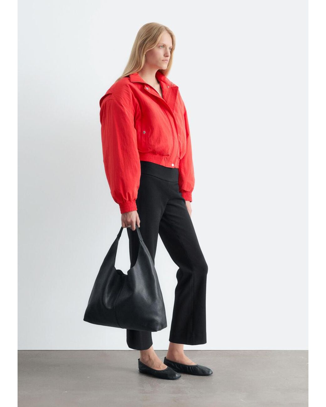 & Other Stories Red Cropped Kick Flare Trousers