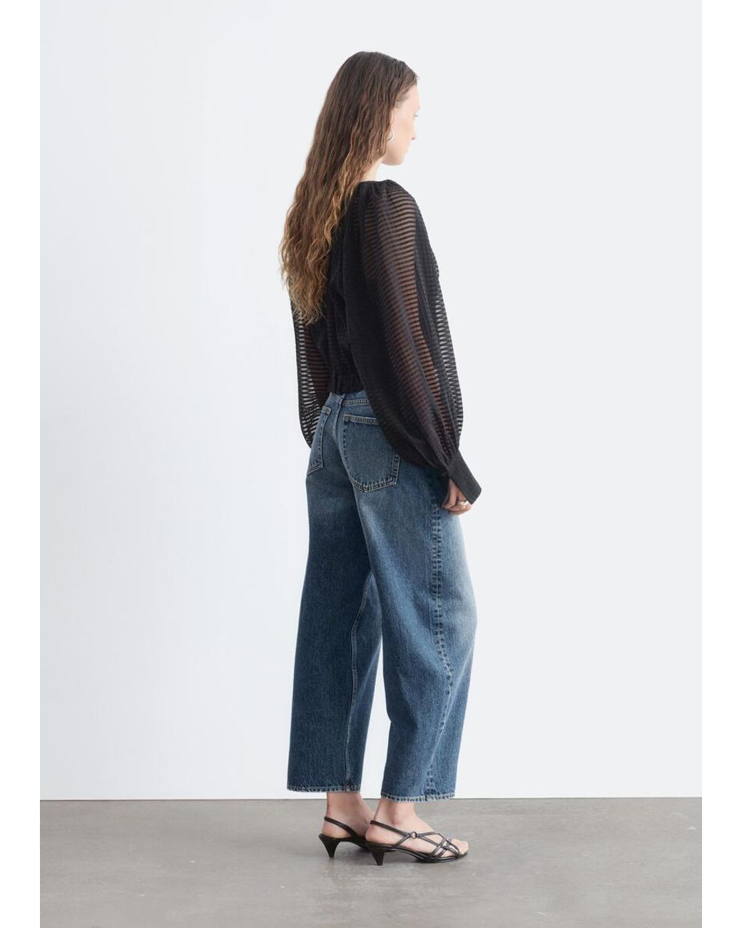 & Other Stories Blue Gathered Crepe Blouse