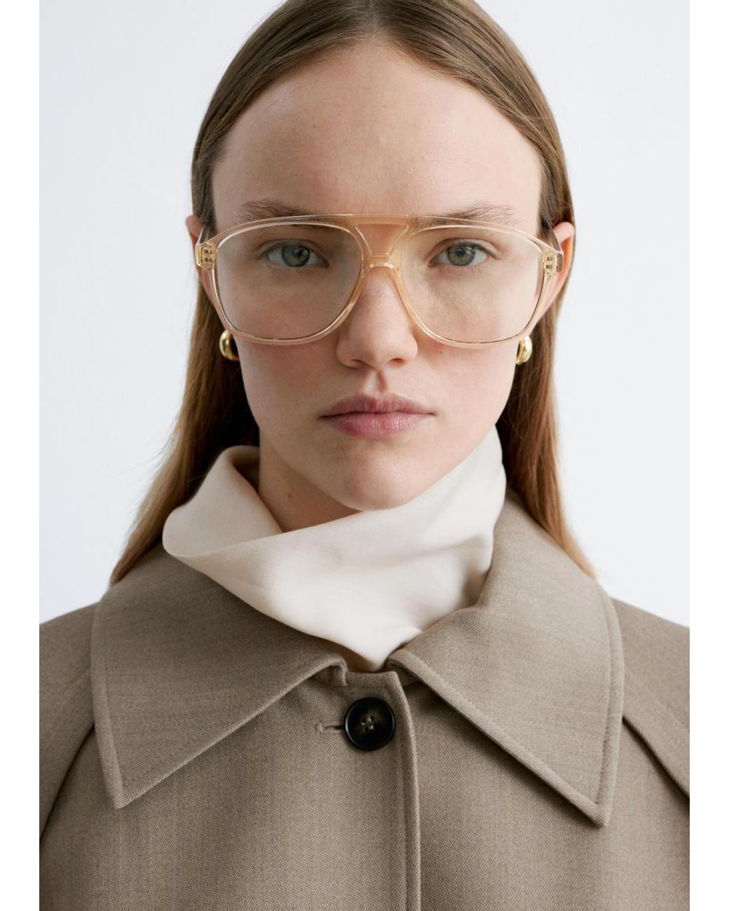 & Other Stories Brown Oversized Aviator Sunglasses